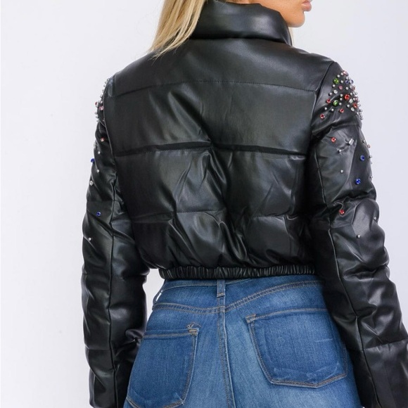 Ring the Alarm Rhinestone Embellishment Crop Jacket - Picture 6 of 10